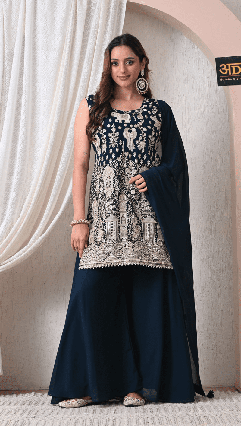 advita-navy-blue-georgette-sharara-set