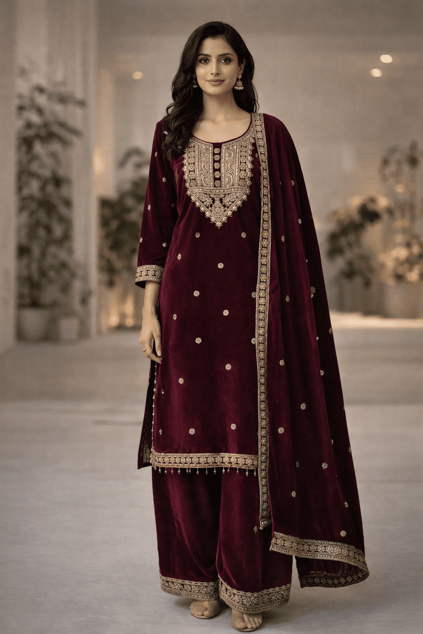 Advita Velvet Party Wear Sharara Set for Women | Premium Festive & Wedding Wear