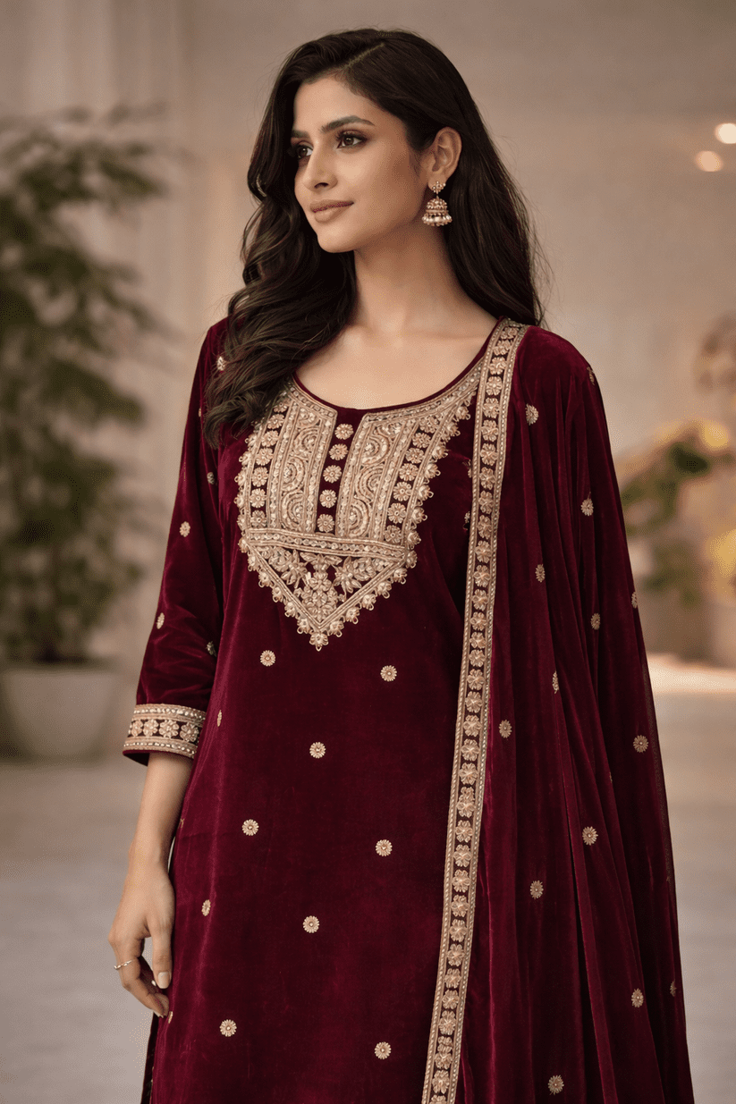 Advita Velvet Party Wear Sharara Set for Women | Premium Festive & Wedding Wear - Image 2