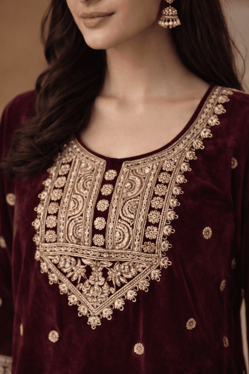 Advita Velvet Party Wear Sharara Set for Women | Premium Festive & Wedding Wear - Image 3